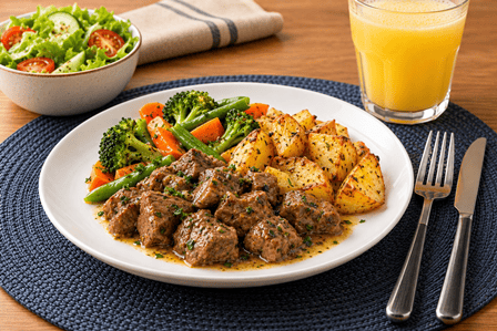 Patinho em Cubos - Batata Rustica - Legumes - FIT
